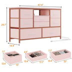 COZONY Commode TV 8 Tiroirs 119 cm de Large - Meuble de Rangement Spacieux avec Prises Électriques pour Chambre, Salon et Entrée