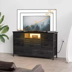 COZONY Commode TV 8 Tiroirs 119 cm de Large - Meuble de Rangement Spacieux avec Prises Électriques pour Chambre, Salon et Entrée