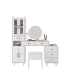 Ensemble de dressing combiné avec 4 portes et 6 tiroirs, en aggloméré blanc aspect lin associé au triamide