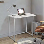 Bureau Karl Home de 80 cm de large avec base métallique, blanc