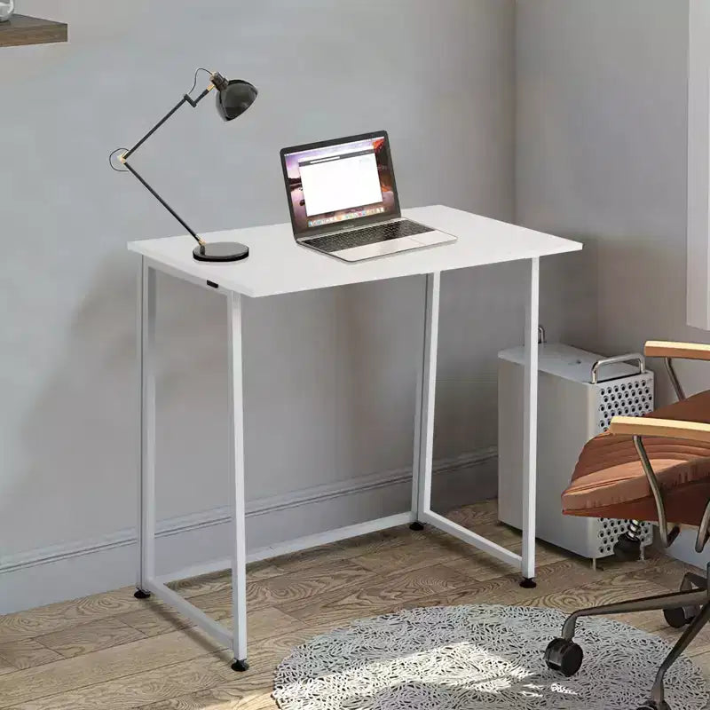 Bureau Karl Home de 80 cm de large avec base métallique, blanc
