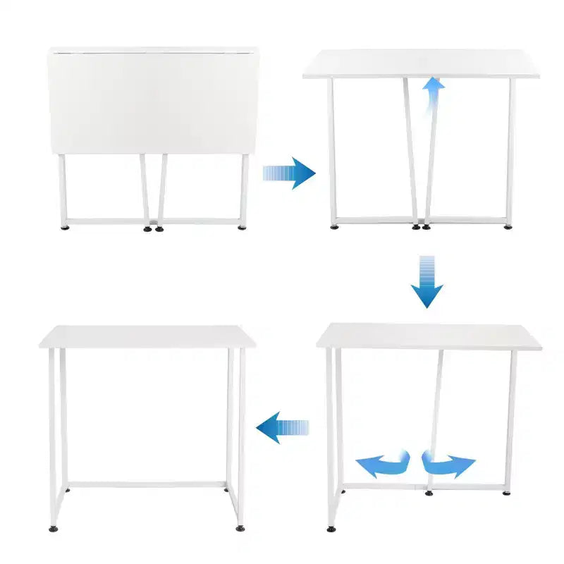 Bureau Karl Home de 80 cm de large avec base métallique, blanc