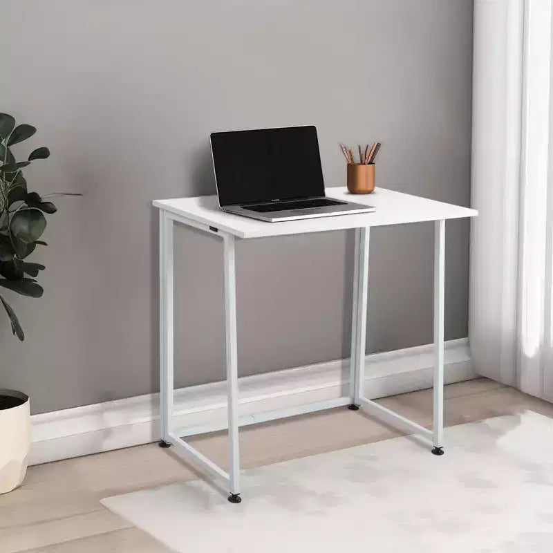 Bureau Karl Home de 80 cm de large avec base métallique, blanc