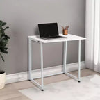 Bureau Karl Home de 80 cm de large avec base métallique, blanc