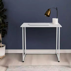 Bureau Karl Home de 80 cm de large avec base métallique, blanc