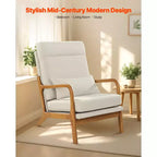 Fauteuil d'appoint VEVOR, fauteuil à dossier haut style scandinave avec cadre en bois massif et pieds antidérapants, fauteuil de loisirs rembourré, beige