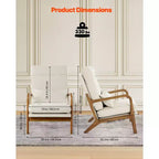 Fauteuil d'appoint VEVOR, fauteuil à dossier haut style scandinave avec cadre en bois massif et pieds antidérapants, fauteuil de loisirs rembourré, beige