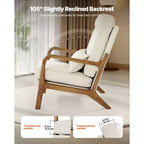 Fauteuil d'appoint VEVOR, fauteuil à dossier haut style scandinave avec cadre en bois massif et pieds antidérapants, fauteuil de loisirs rembourré, beige