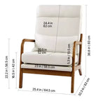 Fauteuil d'appoint VEVOR, fauteuil à dossier haut style scandinave avec cadre en bois massif et pieds antidérapants, fauteuil de loisirs rembourré, beige