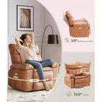 Fauteuil inclinable, pivotant et à bascule surdimensionné, en similicuir PU, manuel avec accoudoirs et dossier confortables, canapé simple pour salon, chambre à coucher