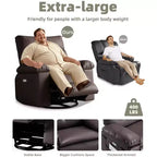 Fauteuil inclinable, pivotant et à bascule surdimensionné, en similicuir PU, manuel avec accoudoirs et dossier confortables, canapé simple pour salon, chambre à coucher