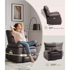 Fauteuil inclinable, pivotant et à bascule surdimensionné, en similicuir PU, manuel avec accoudoirs et dossier confortables, canapé simple pour salon, chambre à coucher