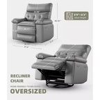 Fauteuil inclinable, pivotant et à bascule surdimensionné, en similicuir PU, manuel avec accoudoirs et dossier confortables, canapé simple pour salon, chambre à coucher
