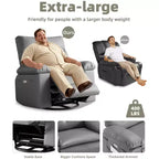 Fauteuil inclinable, pivotant et à bascule surdimensionné, en similicuir PU, manuel avec accoudoirs et dossier confortables, canapé simple pour salon, chambre à coucher