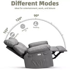 Fauteuil inclinable, pivotant et à bascule surdimensionné, en similicuir PU, manuel avec accoudoirs et dossier confortables, canapé simple pour salon, chambre à coucher