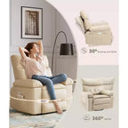 Fauteuil inclinable, pivotant et à bascule surdimensionné, en similicuir PU, manuel avec accoudoirs et dossier confortables, canapé simple pour salon, chambre à coucher