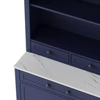 Meuble de Rangement de Cuisine Autoportant avec Tiroirs et Étagères, Grande Armoire de Cuisine avec Plateau Effet Marbre