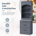 Meuble de Rangement de Cuisine Autoportant avec Tiroirs et Étagères, Grande Armoire de Cuisine avec Plateau Effet Marbre