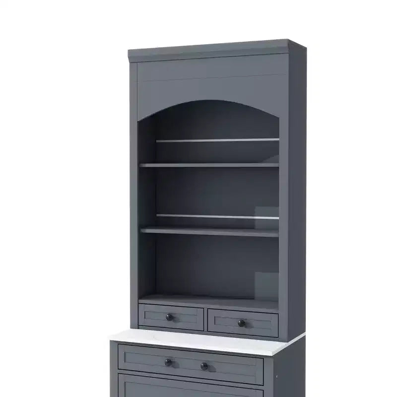 Meuble de Rangement de Cuisine Autoportant avec Tiroirs et Étagères, Grande Armoire de Cuisine avec Plateau Effet Marbre