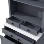 Meuble de Rangement de Cuisine Autoportant avec Tiroirs et Étagères, Grande Armoire de Cuisine avec Plateau Effet Marbre