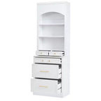 Meuble de Rangement de Cuisine Autoportant avec Tiroirs et Étagères, Grande Armoire de Cuisine avec Plateau Effet Marbre