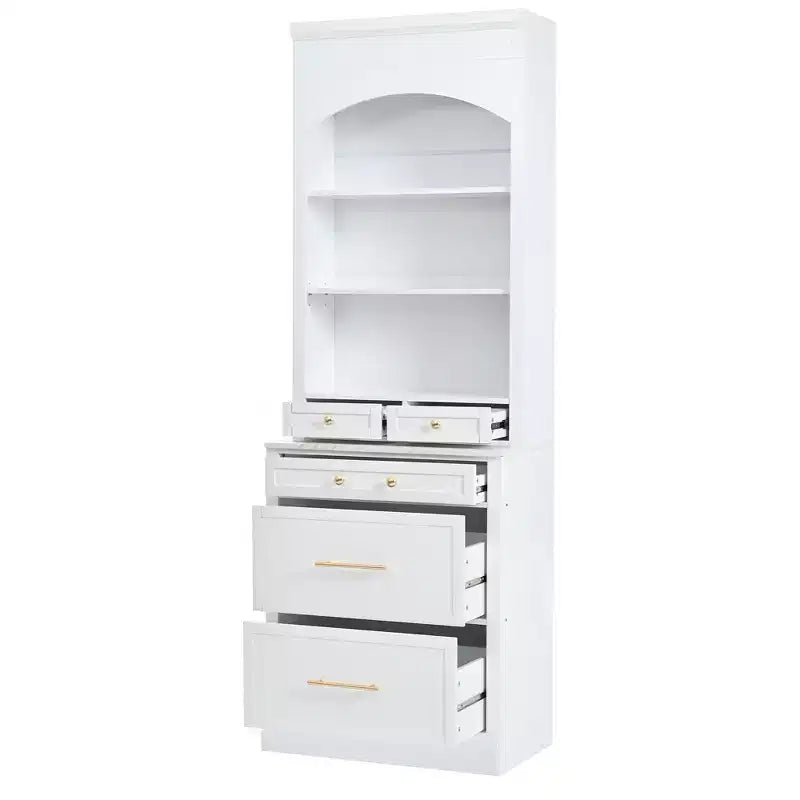 Meuble de Rangement de Cuisine Autoportant avec Tiroirs et Étagères, Grande Armoire de Cuisine avec Plateau Effet Marbre