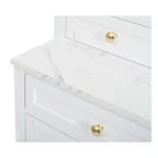 Meuble de Rangement de Cuisine Autoportant avec Tiroirs et Étagères, Grande Armoire de Cuisine avec Plateau Effet Marbre