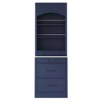 Meuble de Rangement de Cuisine Autoportant avec Tiroirs et Étagères, Grande Armoire de Cuisine avec Plateau Effet Marbre