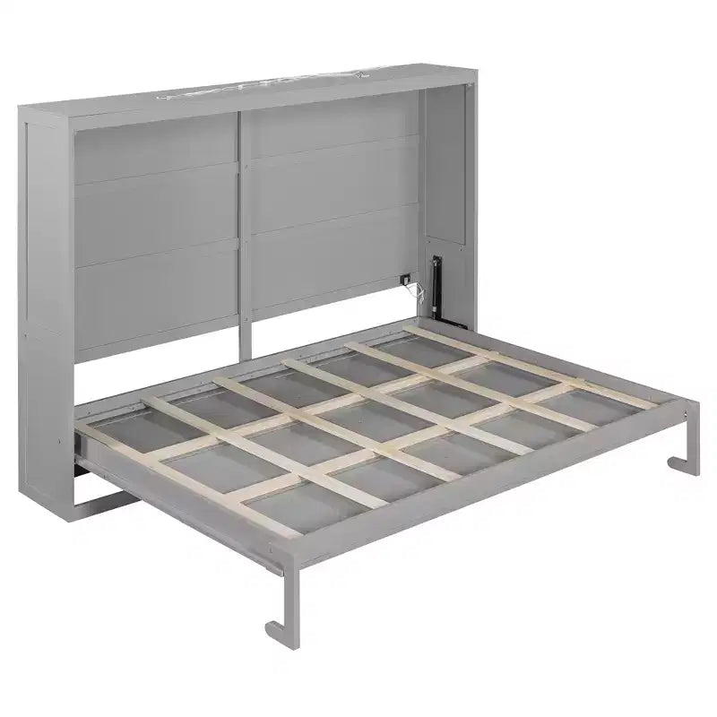 Lit escamotable Queen Size avec armoire, cadre de lit escamotable en bois avec commode, lit mural pliant pour chambre à coucher