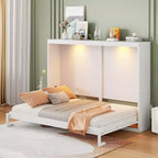 Lit escamotable Queen Size avec armoire, cadre de lit escamotable en bois avec commode, lit mural pliant pour chambre à coucher