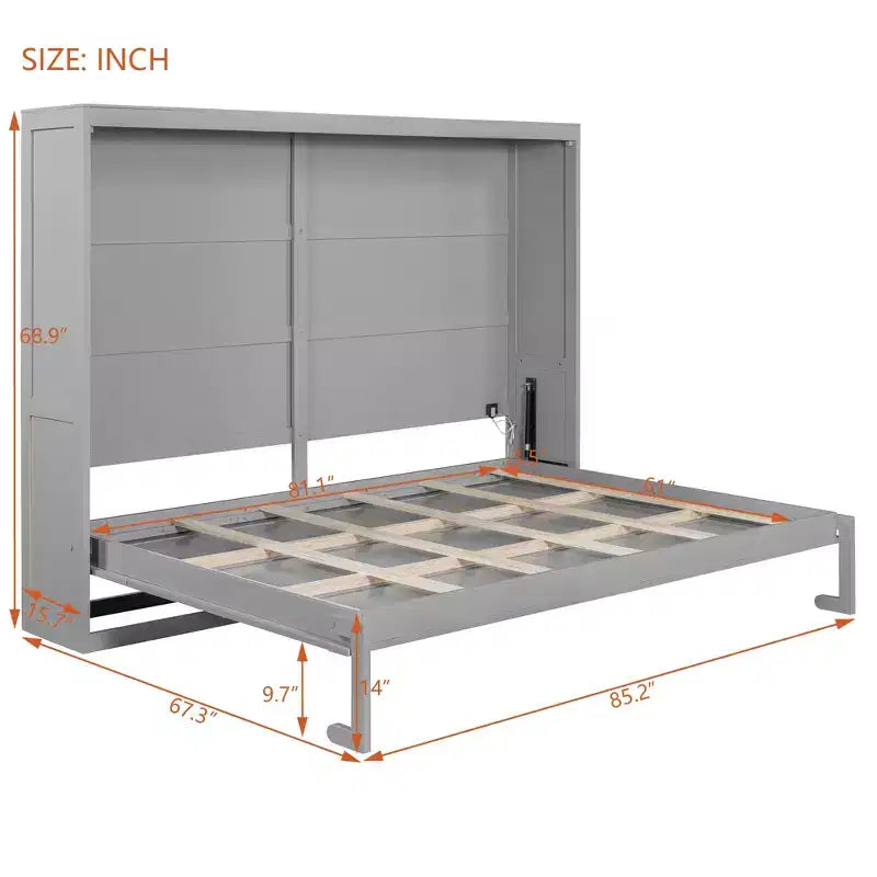 Lit escamotable Queen Size avec armoire, cadre de lit escamotable en bois avec commode, lit mural pliant pour chambre à coucher