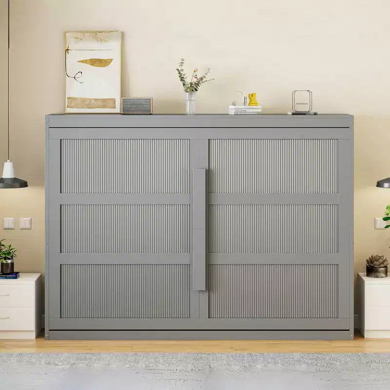 Lit escamotable Queen Size avec armoire, cadre de lit escamotable en bois avec commode, lit mural pliant pour chambre à coucher