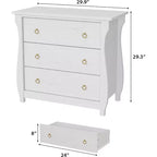 Commode à 3 tiroirs - Commode haute de style bohème avec pieds incurvés, accents en rotin et rangement autoportant pour salon, chambre, entrée ou balcon