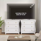 Commode à 3 tiroirs - Commode haute de style bohème avec pieds incurvés, accents en rotin et rangement autoportant pour salon, chambre, entrée ou balcon