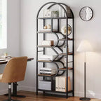 81.7 Tall 6-Tier Arched Bookshelf with Metal Frame, Geometric Open Display Shelf for Bedroom, Living Room & Office