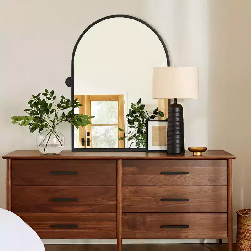 PexFix Miroir mural à carreaux avec cadre en fer, style ferme rustique élégant, pour salon, chambre, salle de bain, entrée