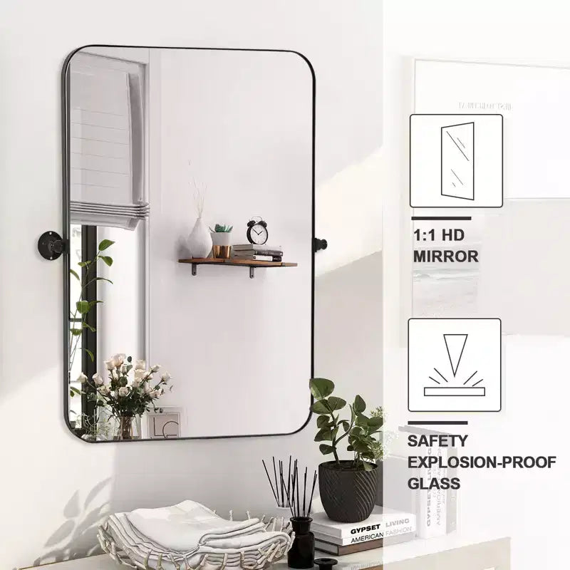 PexFix Miroir mural à carreaux avec cadre en fer, style ferme rustique élégant, pour salon, chambre, salle de bain, entrée