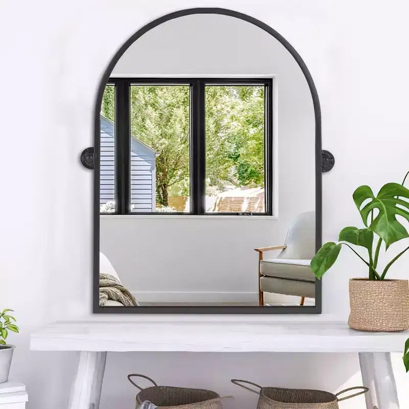 PexFix Miroir mural à carreaux avec cadre en fer, style ferme rustique élégant, pour salon, chambre, salle de bain, entrée