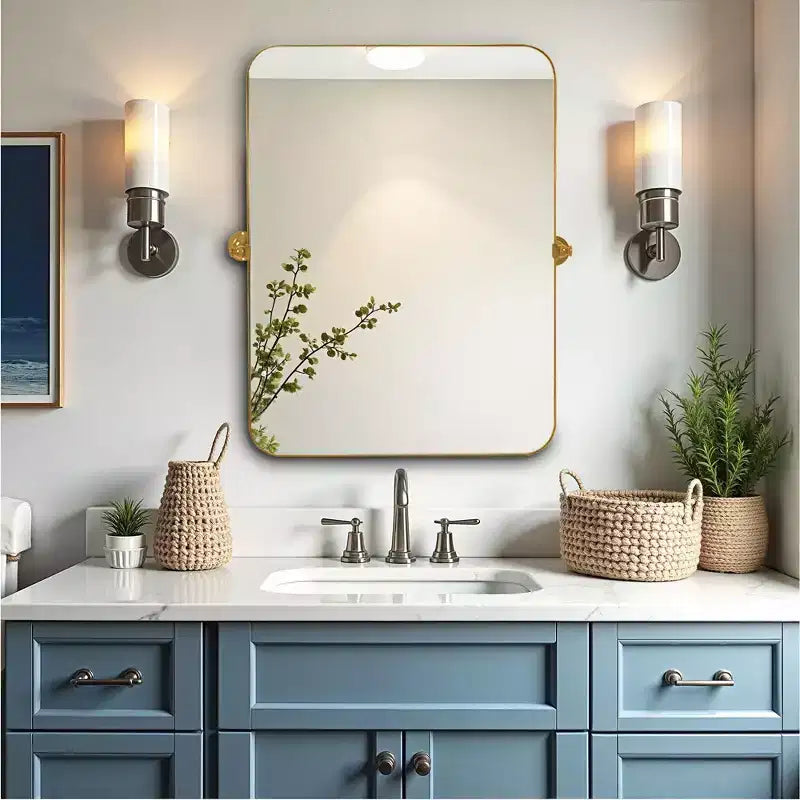 PexFix Miroir mural à carreaux avec cadre en fer, style ferme rustique élégant, pour salon, chambre, salle de bain, entrée