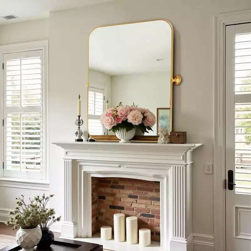 PexFix Miroir mural à carreaux avec cadre en fer, style ferme rustique élégant, pour salon, chambre, salle de bain, entrée