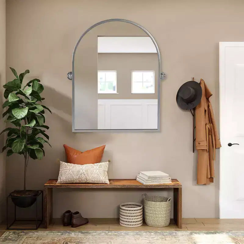 PexFix Miroir mural à carreaux avec cadre en fer, style ferme rustique élégant, pour salon, chambre, salle de bain, entrée