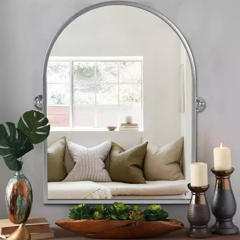 PexFix Miroir mural à carreaux avec cadre en fer, style ferme rustique élégant, pour salon, chambre, salle de bain, entrée