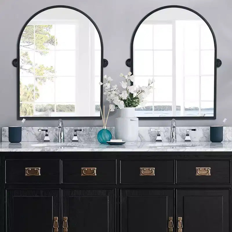 PexFix Miroir mural à carreaux avec cadre en fer, style ferme rustique élégant, pour salon, chambre, salle de bain, entrée