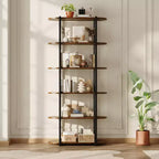 COZONY Étagère à Livres Industrielle en Bois de 180 cm, Unité de Rangement Ouverte à 6 Niveaux avec Cadre Métallique pour la Maison et le Bureau
