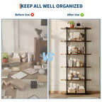 COZONY Étagère à Livres Industrielle en Bois de 180 cm, Unité de Rangement Ouverte à 6 Niveaux avec Cadre Métallique pour la Maison et le Bureau