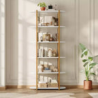 COZONY Étagère à Livres Industrielle en Bois de 180 cm, Unité de Rangement Ouverte à 6 Niveaux avec Cadre Métallique pour la Maison et le Bureau