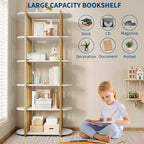 COZONY Étagère à Livres Industrielle en Bois de 180 cm, Unité de Rangement Ouverte à 6 Niveaux avec Cadre Métallique pour la Maison et le Bureau