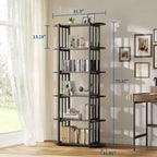 COZONY Étagère à Livres Industrielle en Bois de 180 cm, Unité de Rangement Ouverte à 6 Niveaux avec Cadre Métallique pour la Maison et le Bureau