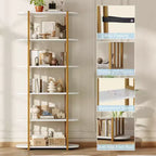 COZONY Étagère à Livres Industrielle en Bois de 180 cm, Unité de Rangement Ouverte à 6 Niveaux avec Cadre Métallique pour la Maison et le Bureau