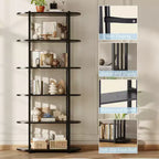 COZONY Étagère à Livres Industrielle en Bois de 180 cm, Unité de Rangement Ouverte à 6 Niveaux avec Cadre Métallique pour la Maison et le Bureau